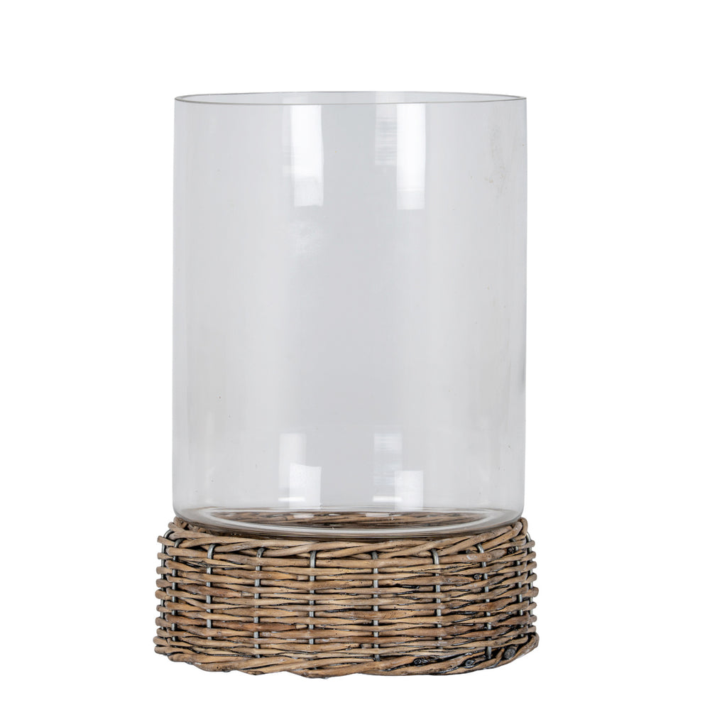 Kellah Hurricane Lantern With Wicker Tray