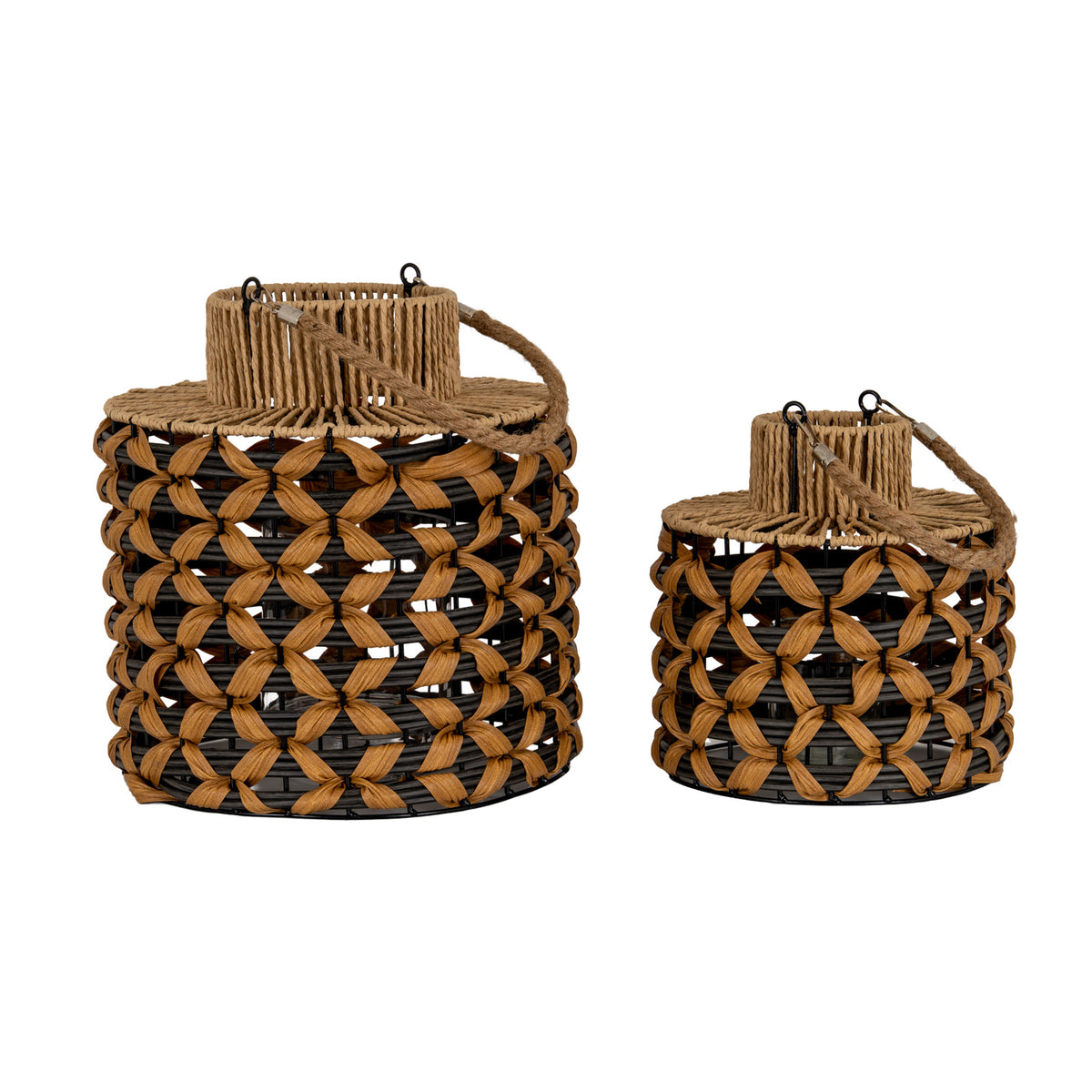 Bellister Woven Wicker Lantern With Jute Handle