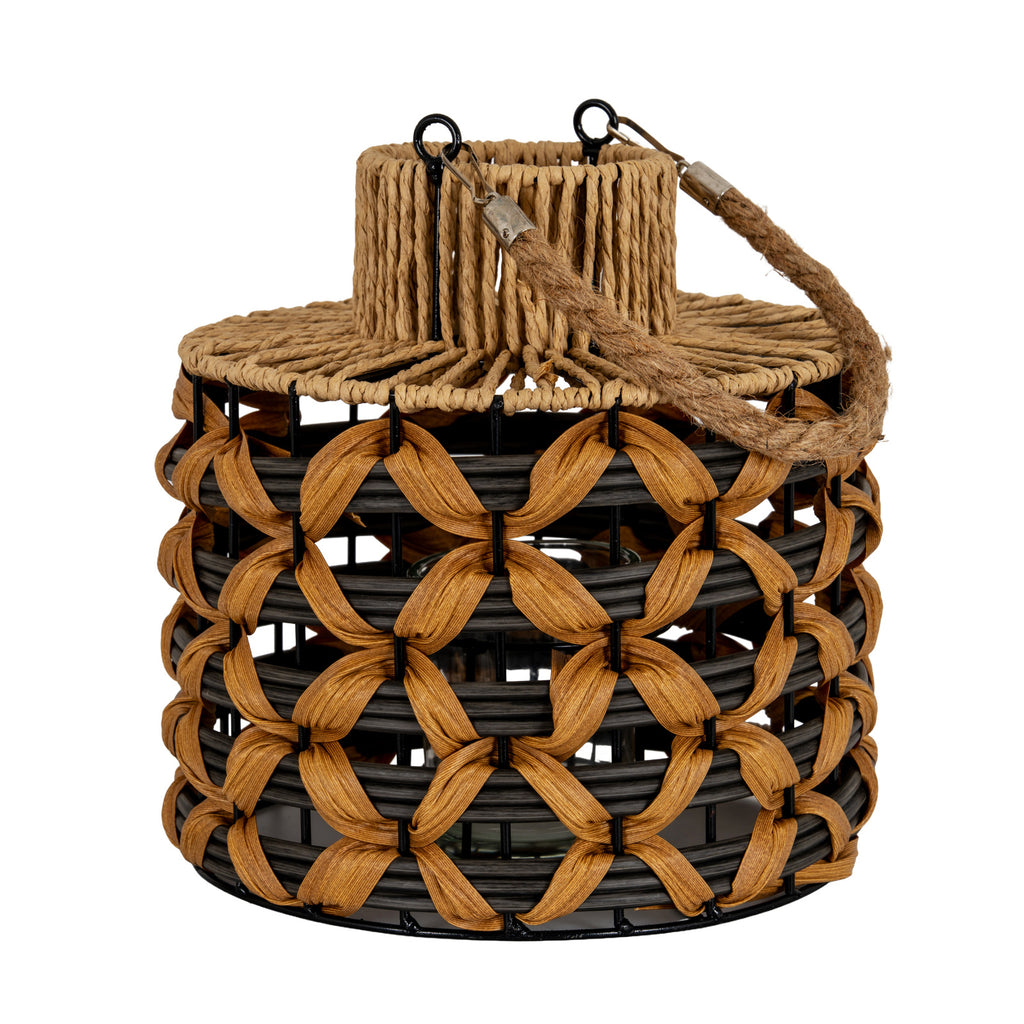 Bellister Woven Wicker Lantern With Jute Handle