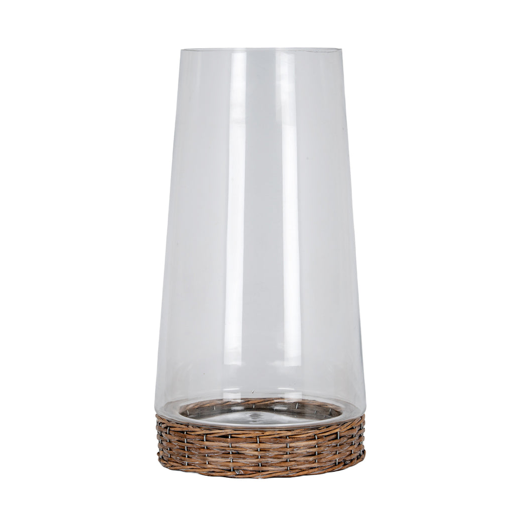 Thornley Large Hurricane Lantern With Wicker Tray